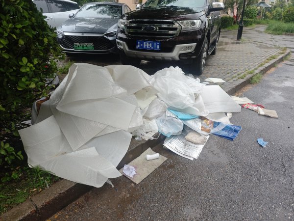 “随手一扔” 楼门前成垃圾堆