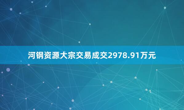 河钢资源大宗交易成交2978.91万元