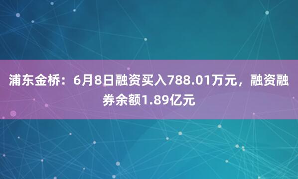 浦东金桥：6月8日融资买入788.01万元，融资融券余额1.89亿元